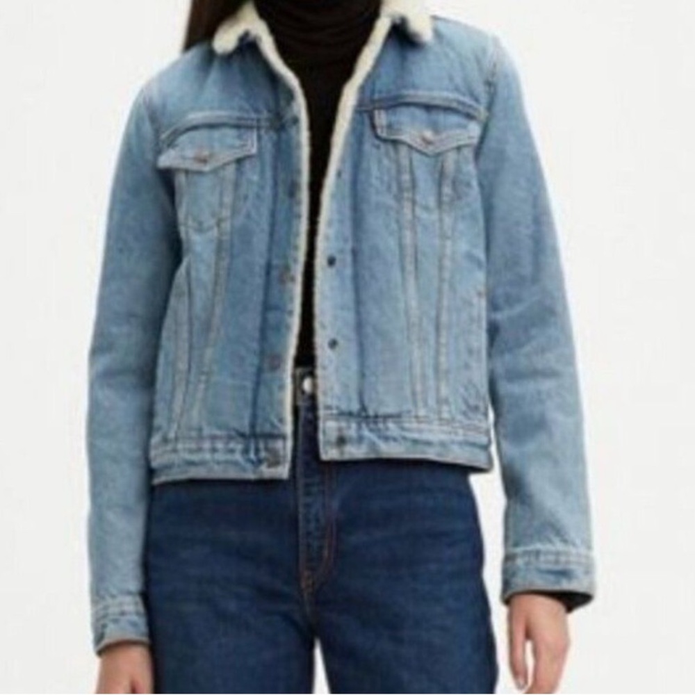 Levi's Light Blue Denim Sherpa-Lined Jean Jacket